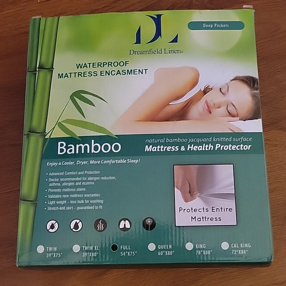 DREAMFIELD LINEN Full Bamboo Waterproof Mattress Encasement Deep Pocket …New